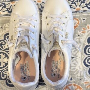 BOBS White Sneakers with Gold Accents
